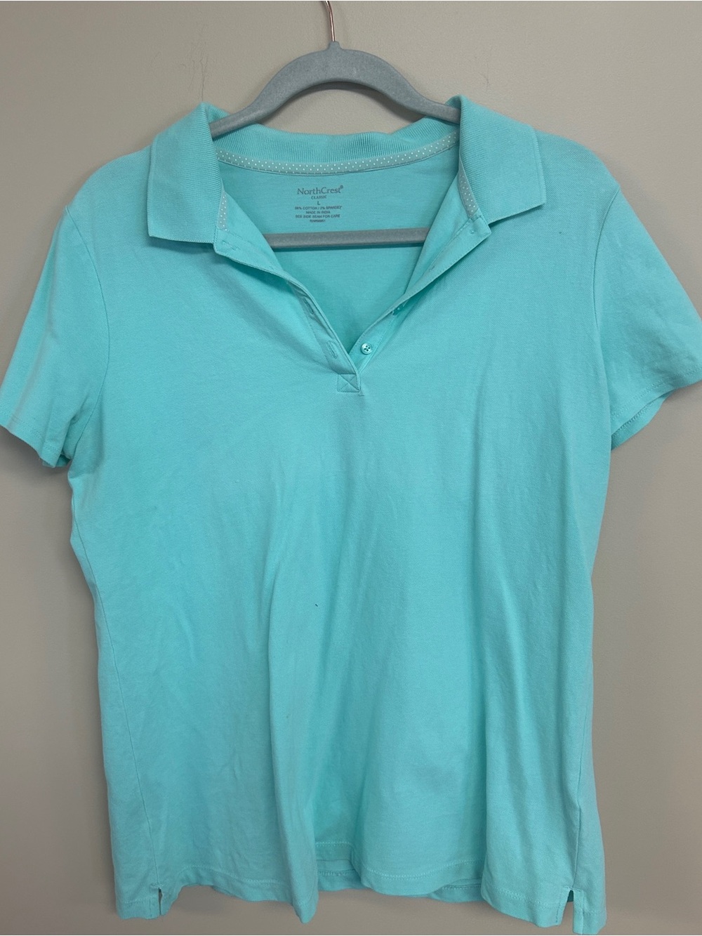 Northcrest Women's Aqua Button-Down Polo Shirt